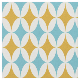 Retro Orange Turcos Blue Diamonds Mid Century Tyg