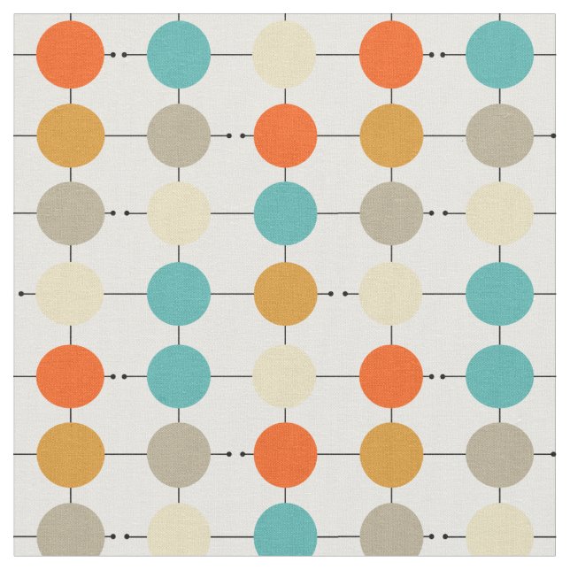 Retro Orange Turcos Tan Cream Circles MCM Tyg (Närbild)