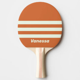 Retro Orange Tvärgående Ränder med Namn Pingisracket