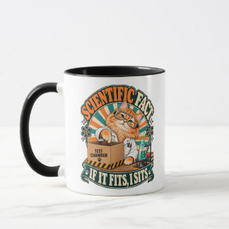Retro Orange Vetenskapsman Katt Rolig Kemikonst Mugg