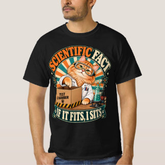 Retro Orange Vetenskapsman Katt Rolig Kemikonst T Shirt