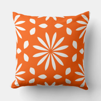 Retro Orange Vit Geometrisk Blommig Kudde