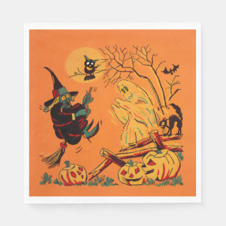 Retro Orange Witch Halloween  Pappersservett