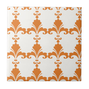 Retro orangeFleur-De-Lis mönster Kakelplatta