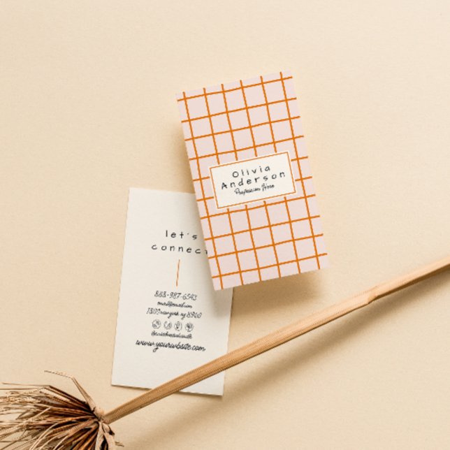 Retro-Orangen Vågigt Boho-Funkyn för Trendiget Kon Visitkort (Skapare uppladdad)