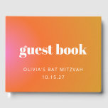 Retro-Orangens övertoning Unik Bat mitzvah Anpassn Gästböcker<br><div class="desc">Retro Orange Rosa Gradient Unik Bat mitzvah Anpassningsbar Tack gäst Bok</div>