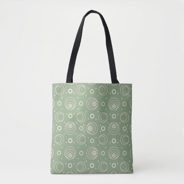 Retro Orbit Grön Mönster Toteväska  Tygkasse (Framsida)