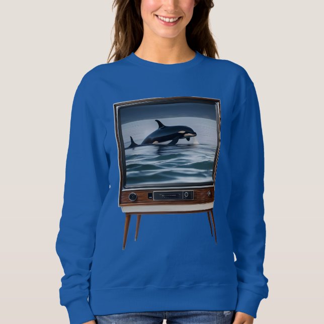 Retro Orca bryter analog TV-design, T Shirt (Framsida)