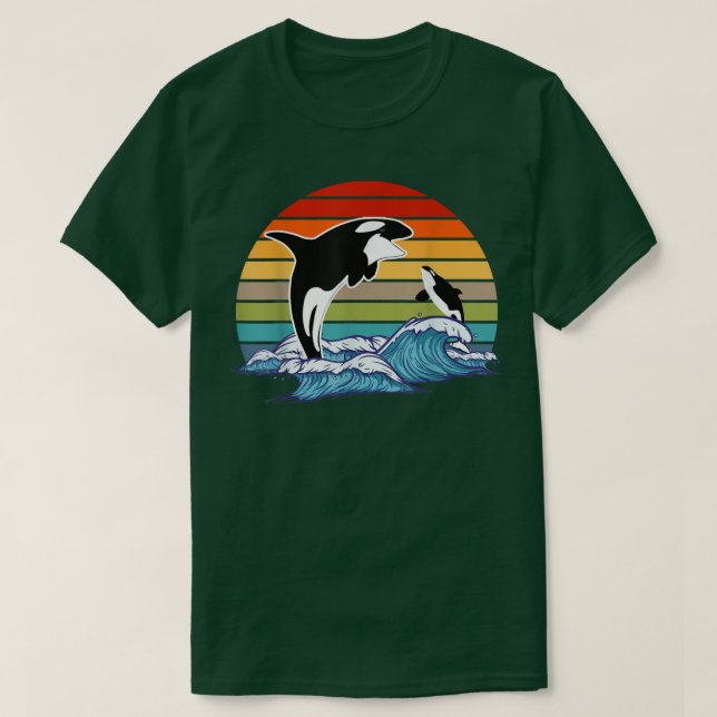 Retro Orca Killer Whale  T Shirt (Design framsida)
