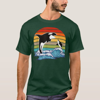 Retro Orca Killer Whale  T Shirt