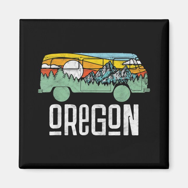 Retro Oregon Exdoor Hippie Van Nature Magnet (Framsidan)