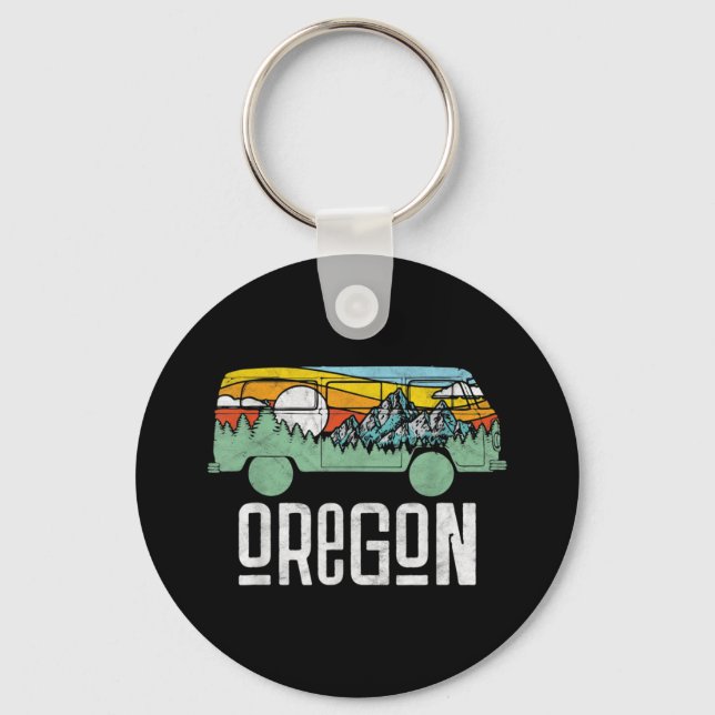 Retro Oregon Exdoor Hippie Van Nature Nyckelring (Framsida)
