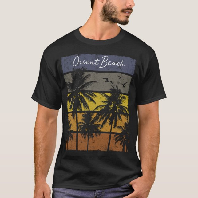 Retro Orient Beach Saint Martin Beach Handflatan T Shirt (Framsida)