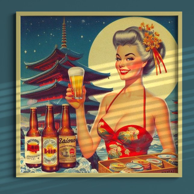 Retro Oriental Beer Girl Poster (Skapare uppladdad)