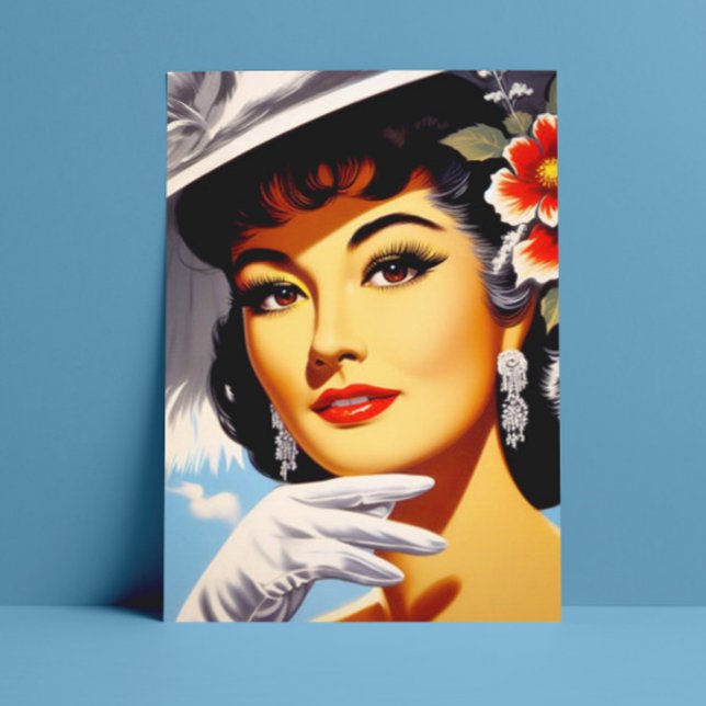 Retro Oriental Woman Vykort (Skapare uppladdad)