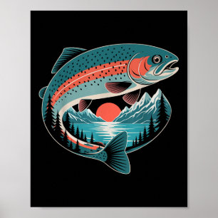 Retro Öringfiske Naturälskare Bergssjö Gif Poster