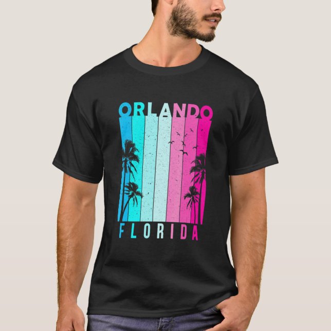 Retro Orlando Florida Beach Summer Tropical Souven T Shirt (Framsida)