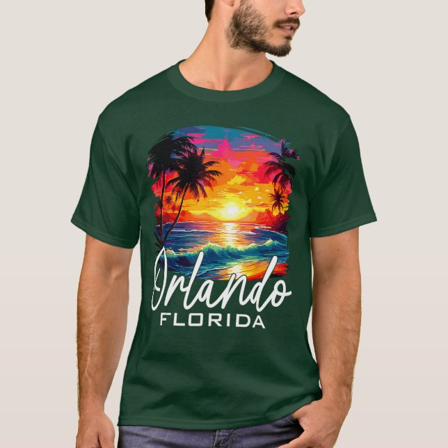 Retro Orlando Florida Family Vacation Summer Break T Shirt (Framsida)
