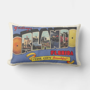 Retro Orlando-vykort Hälsning Dekorativ kudde