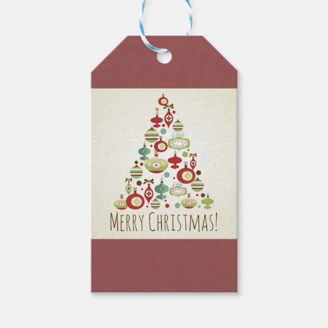 Retro Ornament Julgran Presentetikett (Framsidan)