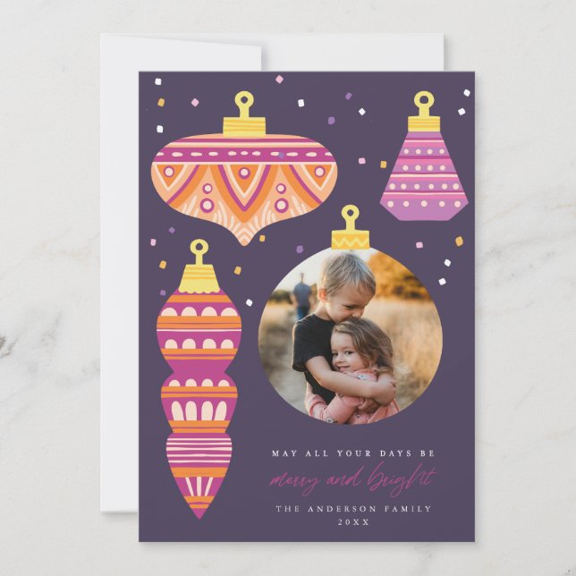 Retro Ornament Julkort Inbjudningar (Framsida)