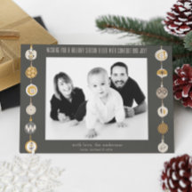 Retro Ornament Photo jul-Helgdag-kort