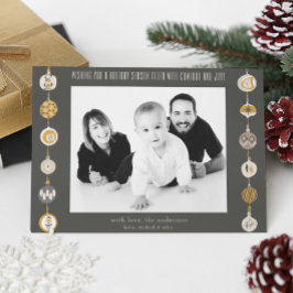 Retro Ornament Photo jul-Helgdag-kort Inbjudningar