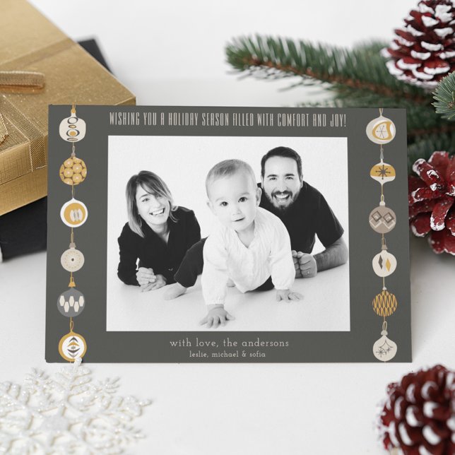 Retro Ornament Photo jul-Helgdag-kort Inbjudningar (Skapare uppladdad)