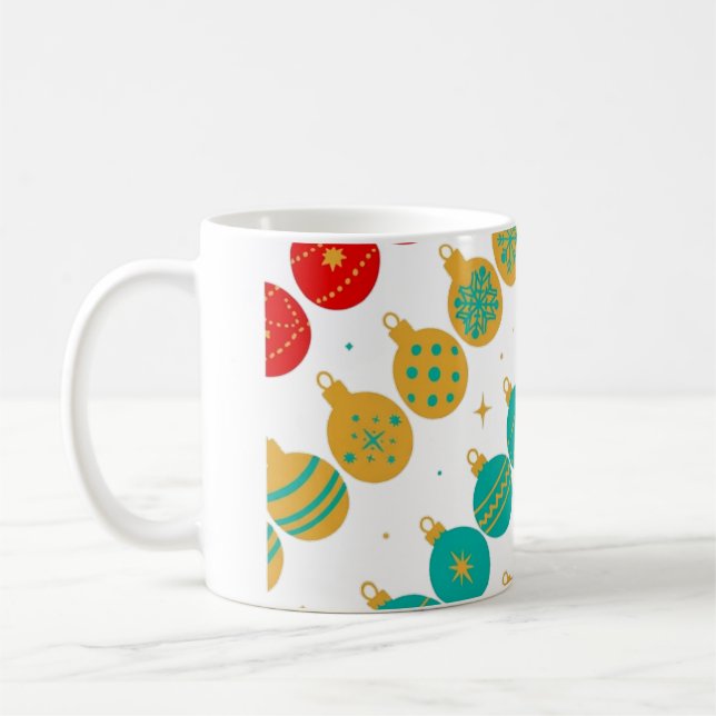 Retro Ornament Ränder Mönster Kaffemugg (Vänster)