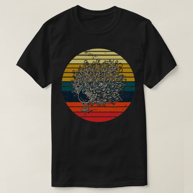 Retro Ornamental Bird Peacock T Shirt (Design framsida)