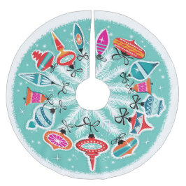 Retro Ornaments bakgrund för Aqua Julgransmatta Borstad Polyester