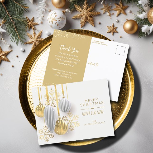 Retro Ornaments Business jul Hälsning Helg Vykort (Retro Christmas Ornaments Business Holiday Greeting Postcards)