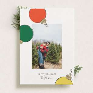 Retro Ornaments-Helgdag fotokort Julkort