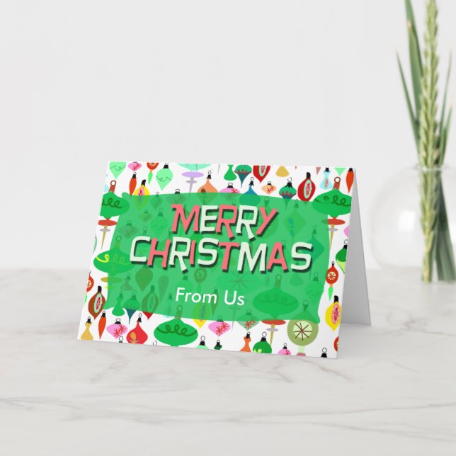 Retro Ornaments Roligt Helgdagar Anpassningsbar ju Helgkort (Framsida)