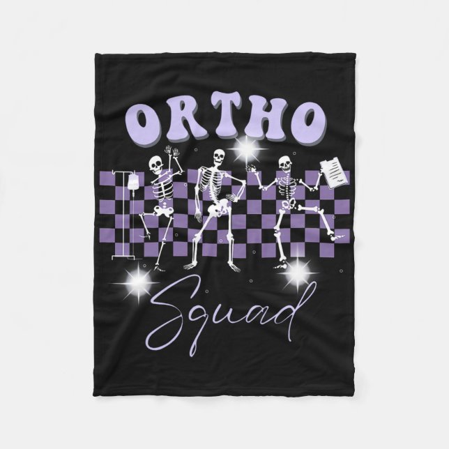 Retro Ortho Squad Dancing Skeleton Orthopedic Nurs Fleecefilt (Framsidan)