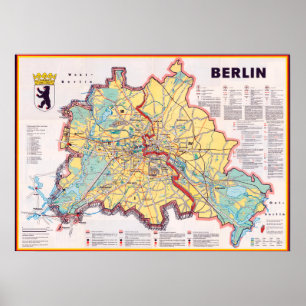 Retro Öster/Väster Berlin Karta Poster