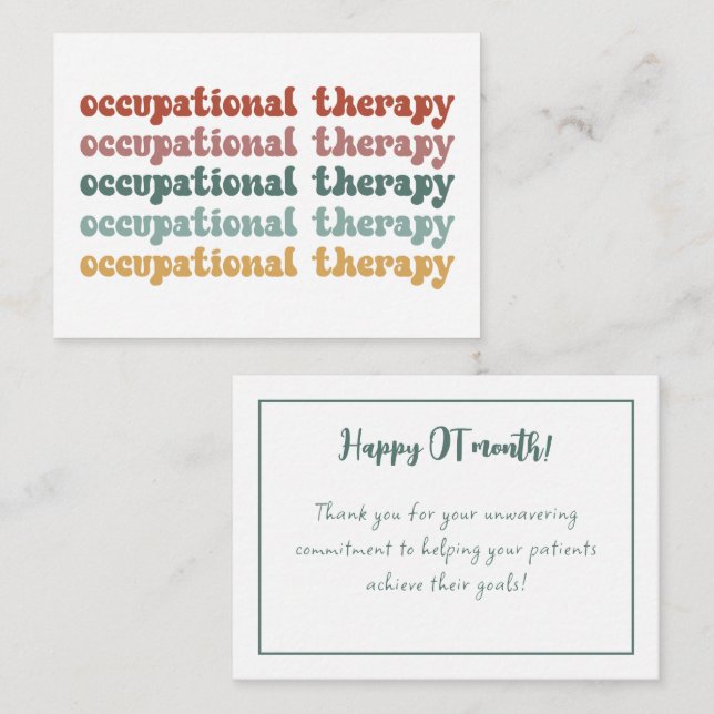 Retro OT-arbetsbehandling OT School Student Anteckningskort (Fram/baksida)