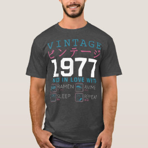 Retro Otaku Kanji Vintage 1977 Birthday Ramen Anim T Shirt