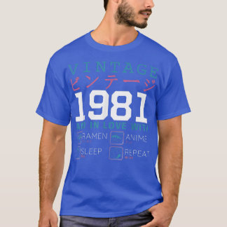 Retro Otaku Kanji Vintage 1981 Birthday Ramen Anim T Shirt