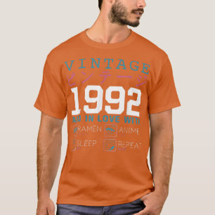 Retro Otaku Kanji Vintage 1992 Birthday Ramen Anim T Shirt