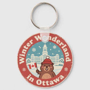 Retro Ottawa Beaver Vinteraktiviteter Nyckelring