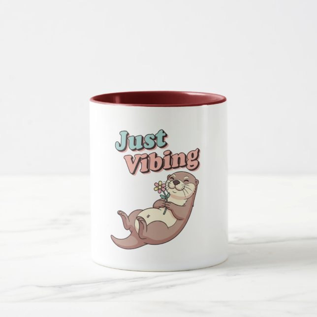 Retro Otter Calm Vibes Color Inside Mug Mugg (Center)
