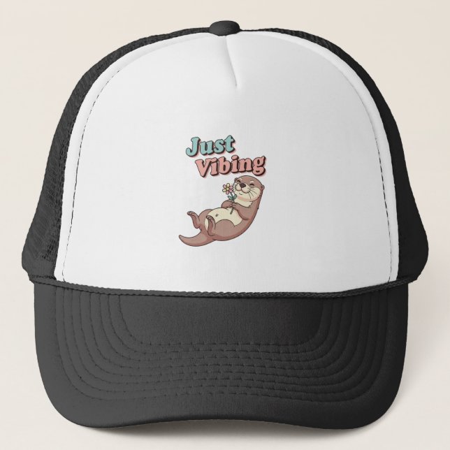 Retro Otter Easygoing Trucker Hat Keps (Framsida)