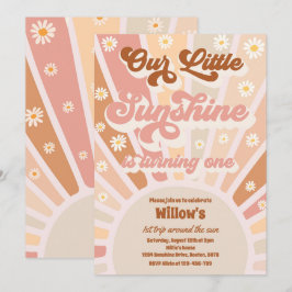 Retro our Little Sunshine 1:a Birthday Party Inbjudningar