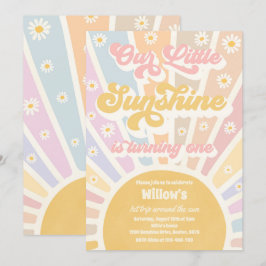Retro our Little Sunshine 1:a Birthday Party Inbjudningar