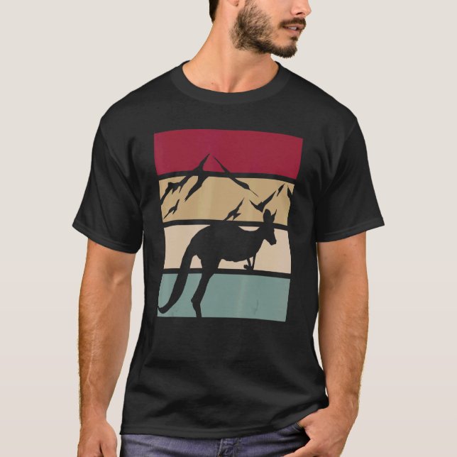 Retro Outback Kangaroo Australia Animal Kangaroo T Shirt (Framsida)