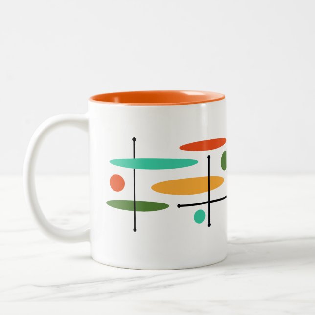 Retro Oval Dot Linjer Två-Tonad Mugg (Vänster)