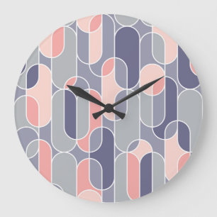 Retro Oval Geometric 70 s Mönster Stor Klocka