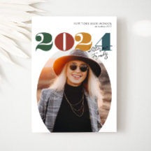 Retro Oval Modern Class of 2024 Photo Studenten