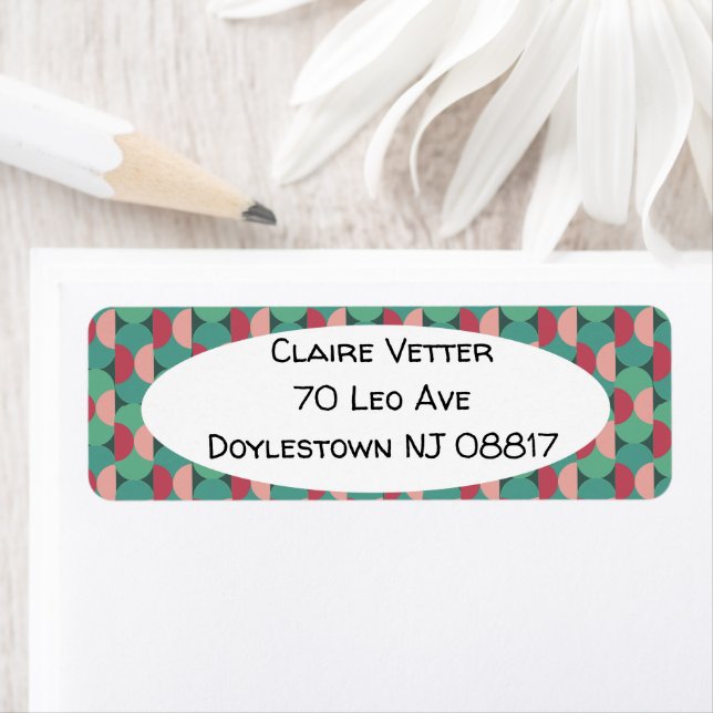 Retro-Ovaler och halvcirklar Returadress Etikett (Insitu)